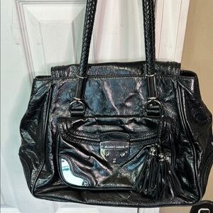 Elliott Lucca Black Leather Tote Bag 6 x 11 x 15”